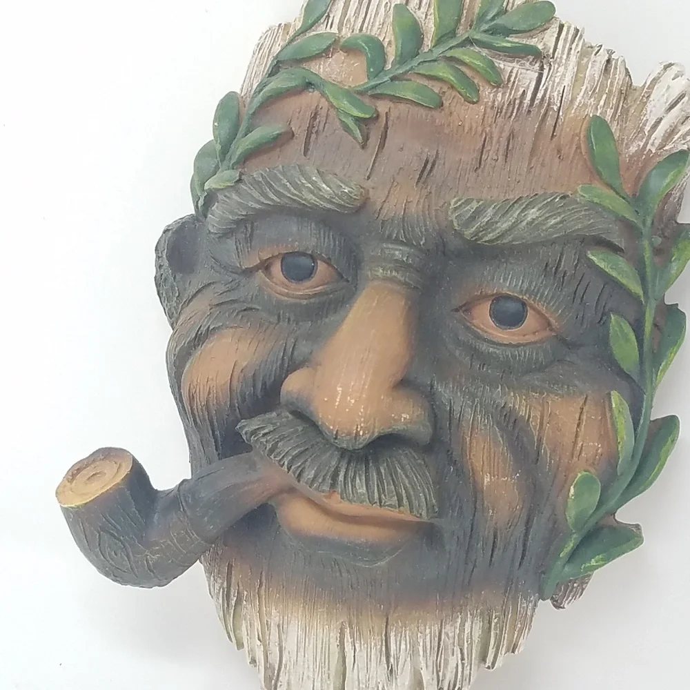 Vtg resin roman‎ man face smoking pipe wall decor man cave